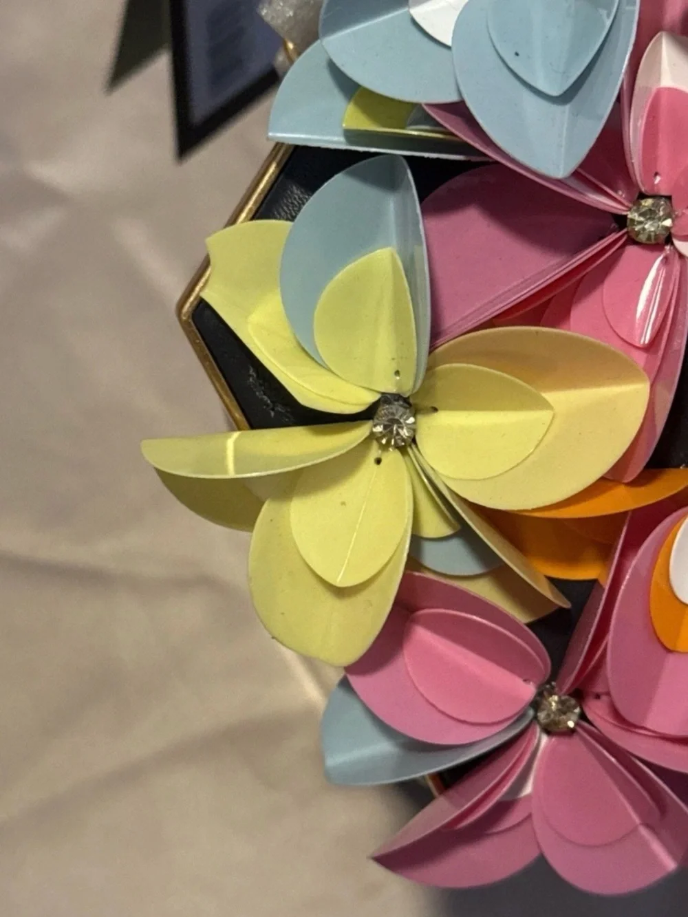 kate spade Floral Appliqué Top-Handle Mini Bag with Multicolor Flowers